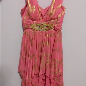 NWT Betsy & Adam Hot Pink And Gold Dress #NWT